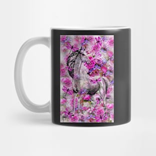 WHITE HORSE AND ROSES Mug